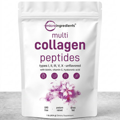 Micro Ingredients Multi Collagen Peptides Powder 16oz – Type I II III V X Unflav