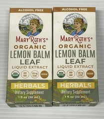 Lot 2~ Mary Ruth’s Organic Lemon Balm Leaf Liquid Extract Alcohol Free Exp 09/27