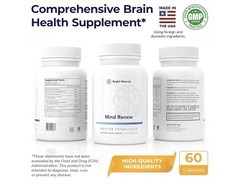 Bright Naturals Mind Renew Brain Supplements For Memory and Focus 60 Capsules