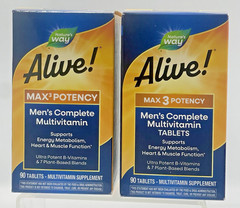 Lot of 2 Nature’s Way Alive Max3 Men’s Multivitamin 90 Tablets EXP 03/27