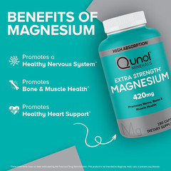 Qunol Magnesium Capsules 420mg, 100% DV, High Absorption Magnesium Supplement, E