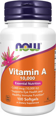 NOW Supplements, Vitamin a 10,000 IU, Eye Health*, Essential Nutrition, 100 Soft