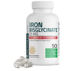 Bronson Iron Bisglycinate 25mg Supports Energy Non-Constipating 90 Veg Capsules
