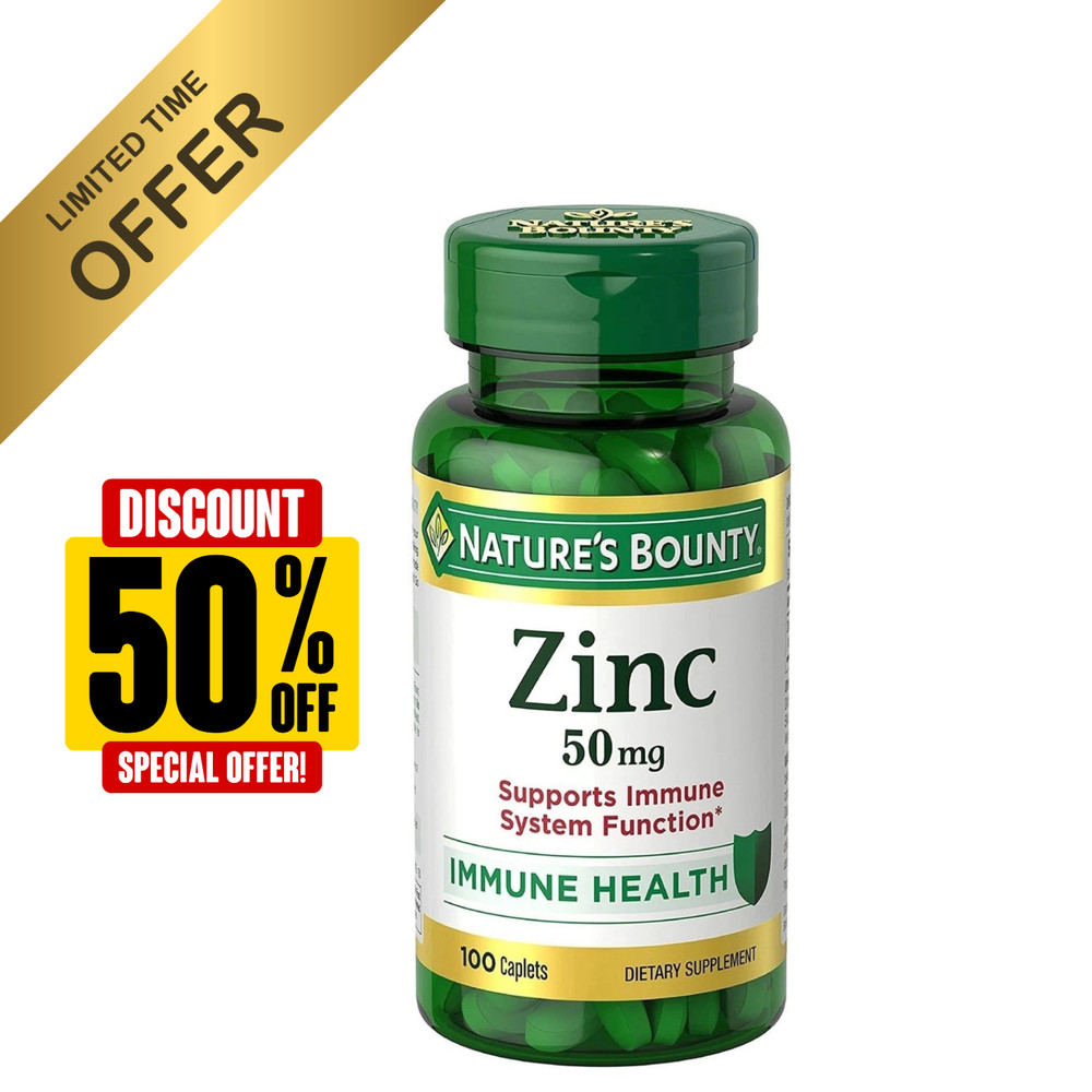 Zinc, Supports Immune System Function, Dietary Supplement, 50 Mg, Caplets, 100 C