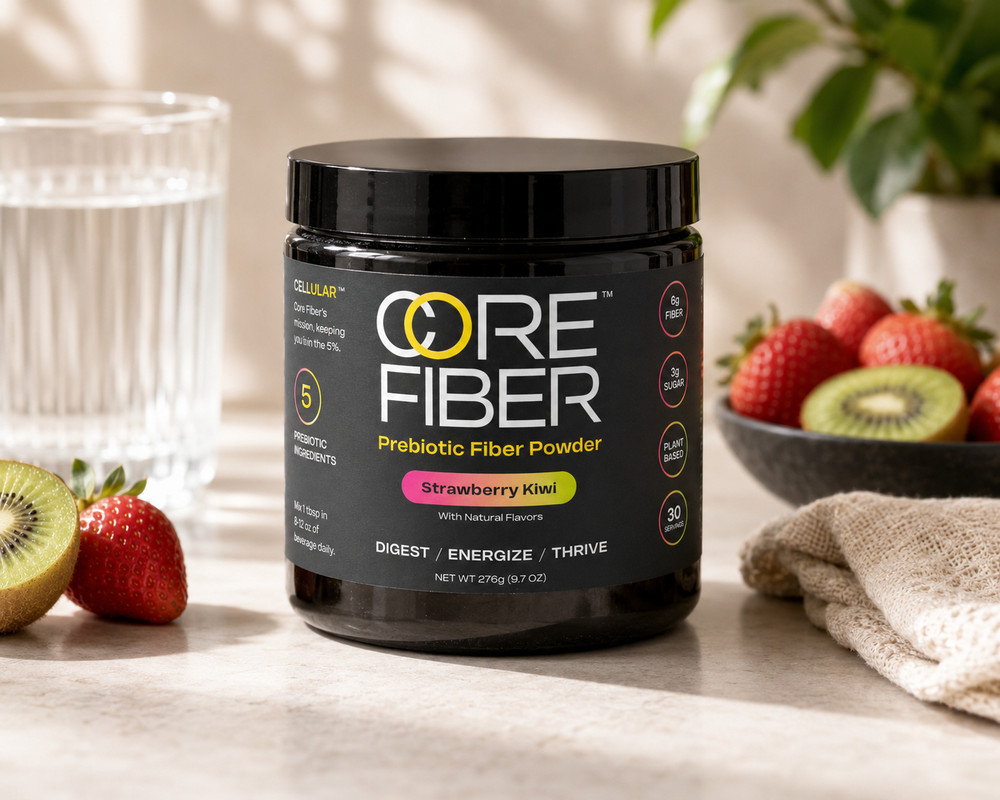 Core Fiber Prebiotic Fiber Powder Strawberry Kiwi 30 Servings Digest Energize Th