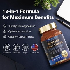 Totaria Health Magnesium 12-in-1 Complex – 700mg | 120 Capsules | Vegan, Non-GMO