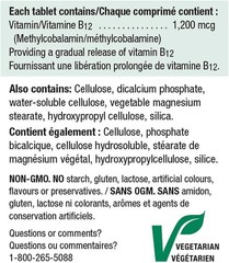 Jamieson Vitamin B12 1200mcg Timed Release, 200 Tablets