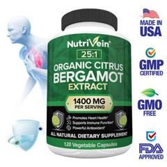 Citrus Bergamot 1400mg – 25:1 Extract, Organic Heart Health Supplements 60pcs