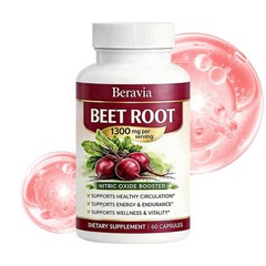Beravia Beetroot Capsules 1300mg, Vegan, Non-GMO, And Gluten-Free – 60 Capsule1