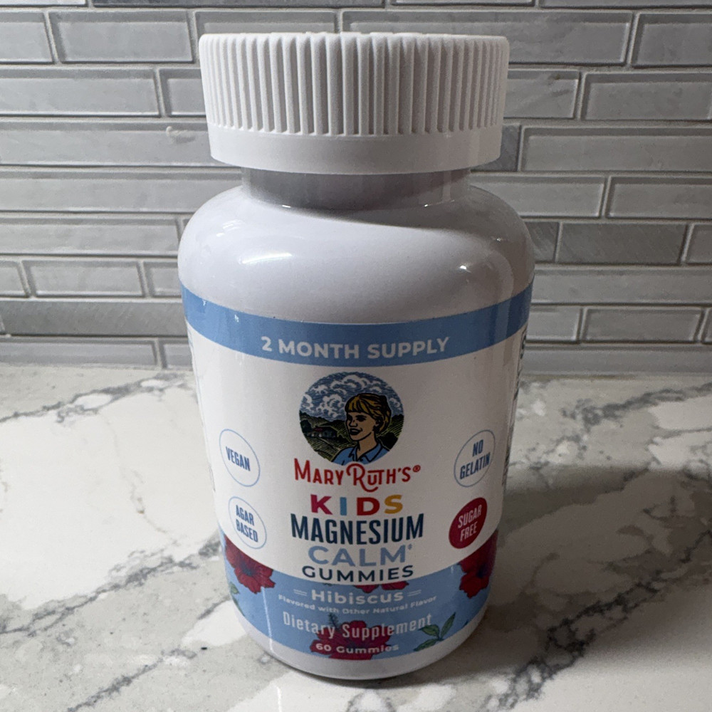 BRANDNEW*MaryRuth’s Kids Magnesium Calm Gummies Hibiscus 60ct 50mg Vegan Non-GMO
