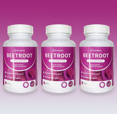 3PCS Rosabella Organic Beet Root 60 Capsules Natural Energy Boost Blood Pressure