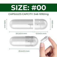 Empty Capsules Size 00 Separated Vegan Pill Caps Plant Based Clear (1,000 Cap…