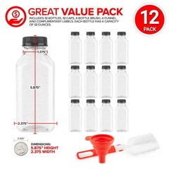 12 oz Juice Bottles with Caps for Juicing (12 pack) – Reusable Clear Empty Plast
