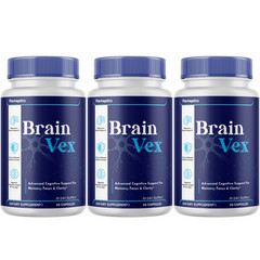 Brain Vex Memory Focus Supplement Cognitive Support Formula w/Bacopa (3 Bottles)