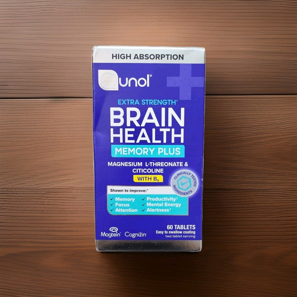 Qunol Extra Strength Brain Health Memory Plus B6 Citicoline 60 Tabs Exp 04/2027