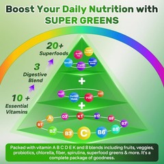 Super Greens Gummies Greens Superfood Powder Alternative w/Spirulina Chlorell…