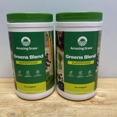 Lot of 2 – Amazing Grass Greens Blend Superfood Powder Original Exp 10/26