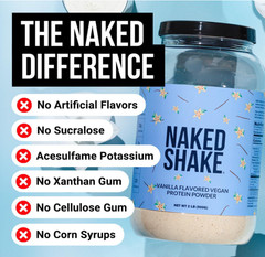 NAKED Shake Plant-Based Protein Powder, Vanilla, 30 Servings, NSF Certified