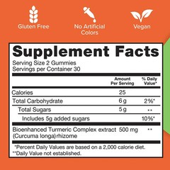 2 Pack Qunol Turmeric Curcumin 500mg Gummies 200 Ct Vegan Gluten Free