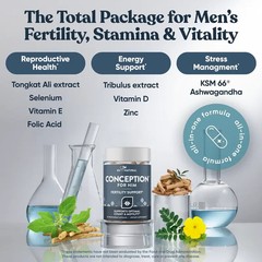Conception For Him Fertility Support for Men, 60 Vegetarian Capsules (Overstock)