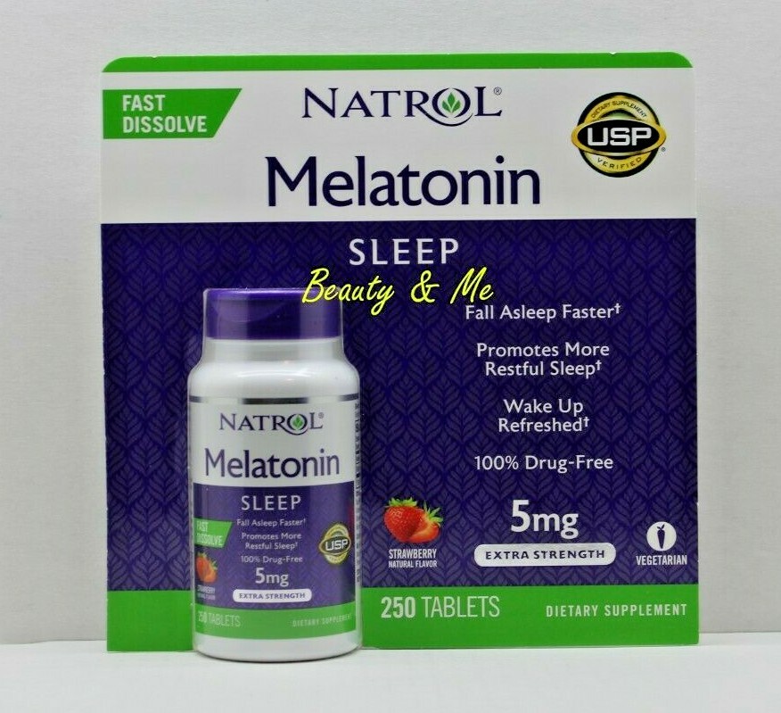 Natrol MELATONIN 5mg, 250 Fast Dissolve Tablets *Sleep Aid, Strawberry Flavor*