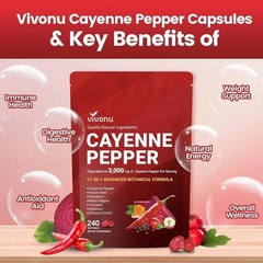 Cayenne Pepper Softgels 3000mg, 12-in-1 Heart & Circulation Support 240Ct