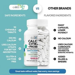 Bariatric Choice Chewable Calcium Citrate 500Mg Vitamin D3 For Bariatric