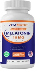 Vitamatic Melatonin 10 mg Tablets | 365 Count (Pack of 1), No Color