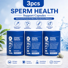 3PACK Preggo Sperm Health Capsules for Men Sperm Count & Motility,180 Vegan Caps