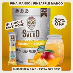 Salud 2-in-1 [Energy + Focus – Piña Mango] Clean Energy Drink Mix, Agua Fresca P