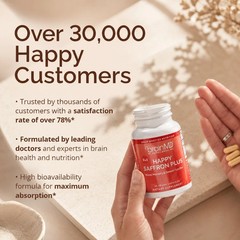 BrainMD Happy Saffron Plus 3-in-1 Vegan Capsules Mood Focus & Hormone Support