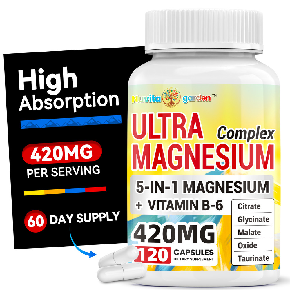 420mg 5-in-1 Magnesium Complex Supplement for Energy, Sleep & Bone Health