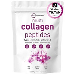 Micro Ingredients Multi Collagen Peptides Powder 16oz – Type I II III V X Unflav