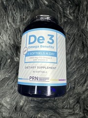 PRN De3 Omega Benefits with Vitamin D3 270 Softgels 3-Month Supply 10/2026