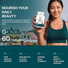 ORI.BITE Biotin 10000mcg 60 Veg Capsules Pack of 5