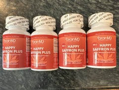 4 pack BrainMD Happy Saffron Plus Mood & Memory Support 3-in-1 360 Caps 500mg