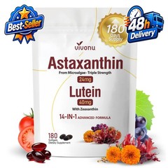 VivoNu 14-in-1 Astaxanthin & Lutein Supplements, 180 Softgels