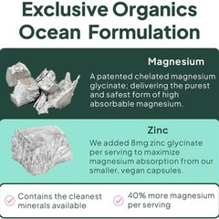 Organics Ocean Pure Magnesium Glycinate With Zinc – Strength Chelated- 90 CT