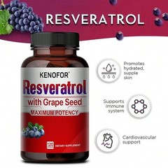 Resveratrol 1500mg Capsules 120 Count Adult Daily Dietary Supplement