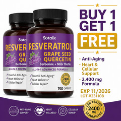 Sotalix Resveratrol 2400mg – Buy 1 Get 1 Free – Grape Seed, Quercetin, Berberine