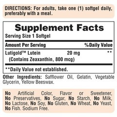 Puritan’s Pride Lutein 20 mg with Zeaxanthin – 120 Softgels