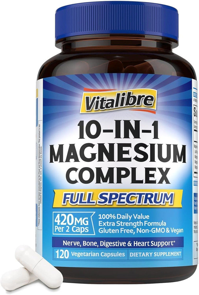 Magnesium Complex 10 in 1 420mg Chelated 120 Vegan Capsules Non GMO