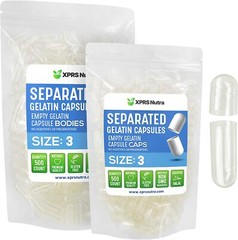 Capsules Express- Size 3 Clear Separated Empty Gelatin Pill Capsules Kosher Gel