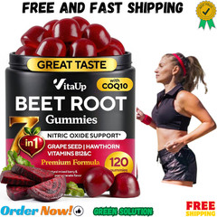 VitaUp Beet Root Gummies – Beetroot Supplement with CoQ10, Grape Seed, Vitami…
