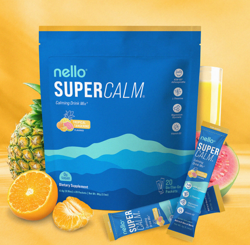 Nello SuperCalm Calming Drink Mix Relaxation & Focus Tropical Tangerine 20 Svrgs