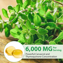 2 in 1 Oil of Oregano & Black Seed Softgels with Carvacrol , Immune Support