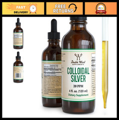 Colloidal Silver Liquid 20 PPM – 4 Fl OZ, 99.9% Pure, Gluten Free, Non-GMO, Drop