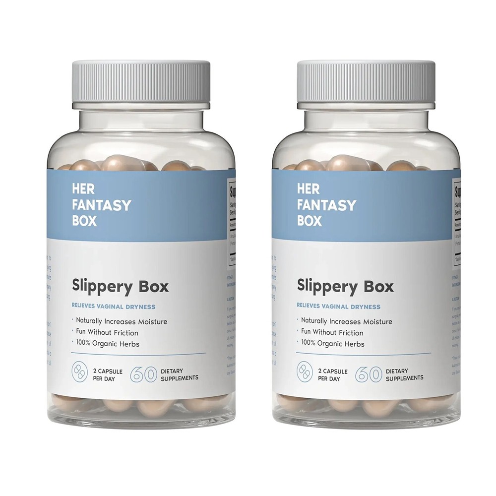 2 BOTTLES-LUXRY Her Fantasy Box Slippery Box – Slippery Elm Bark Vaginal 60PCS