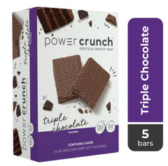 Power Crunch Original Protein Energy Bars, Triple Chocolate, 1.4 oz, 5 Count
