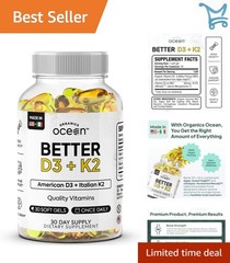 Organic D3 K2 Supplement 3000IU Softgels for Bone Heart Health